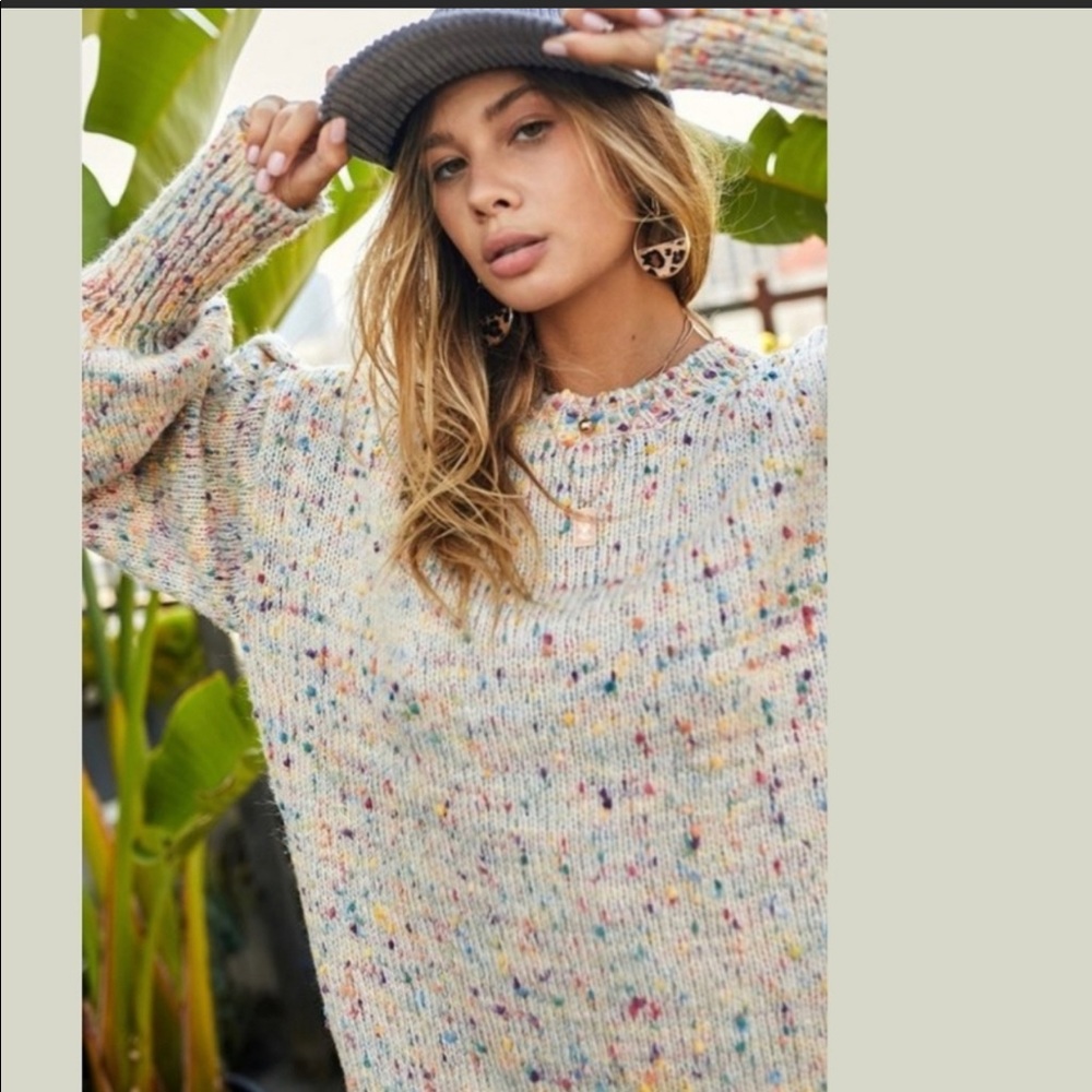 (8-10) Last 1! Ivory Confetti Relaxed Fit Sweater - Picture 4 of 5